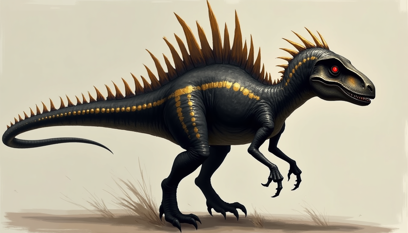 Realistic Black Velociraptor Dinosaur Image Created by Kids