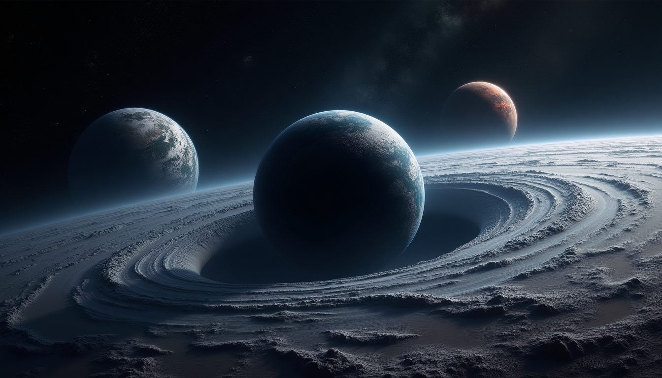 Explore the Wonders of Space: Black Hole and Planets Artwork