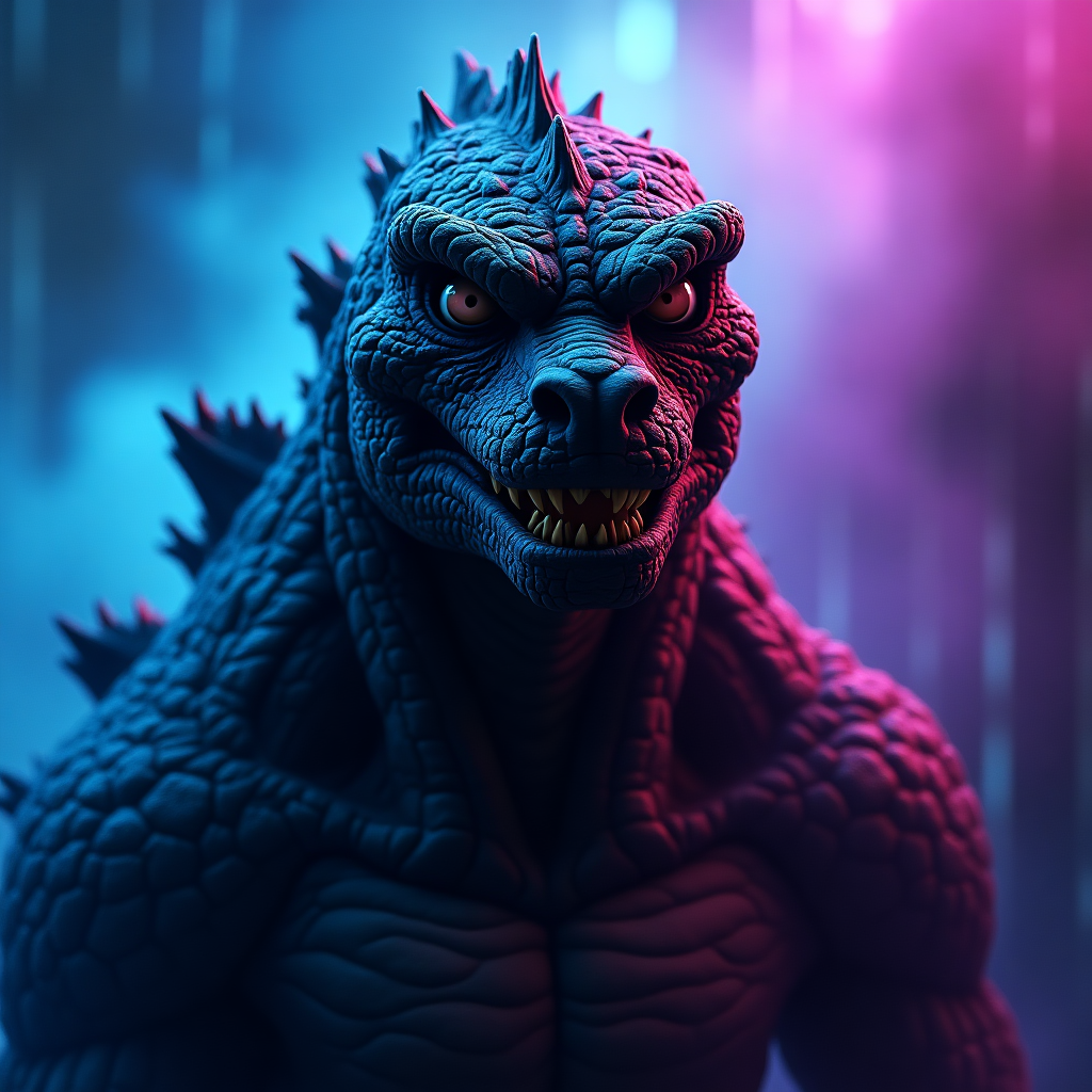 Creative AI Art: Scary Godzilla in Graffiti Style