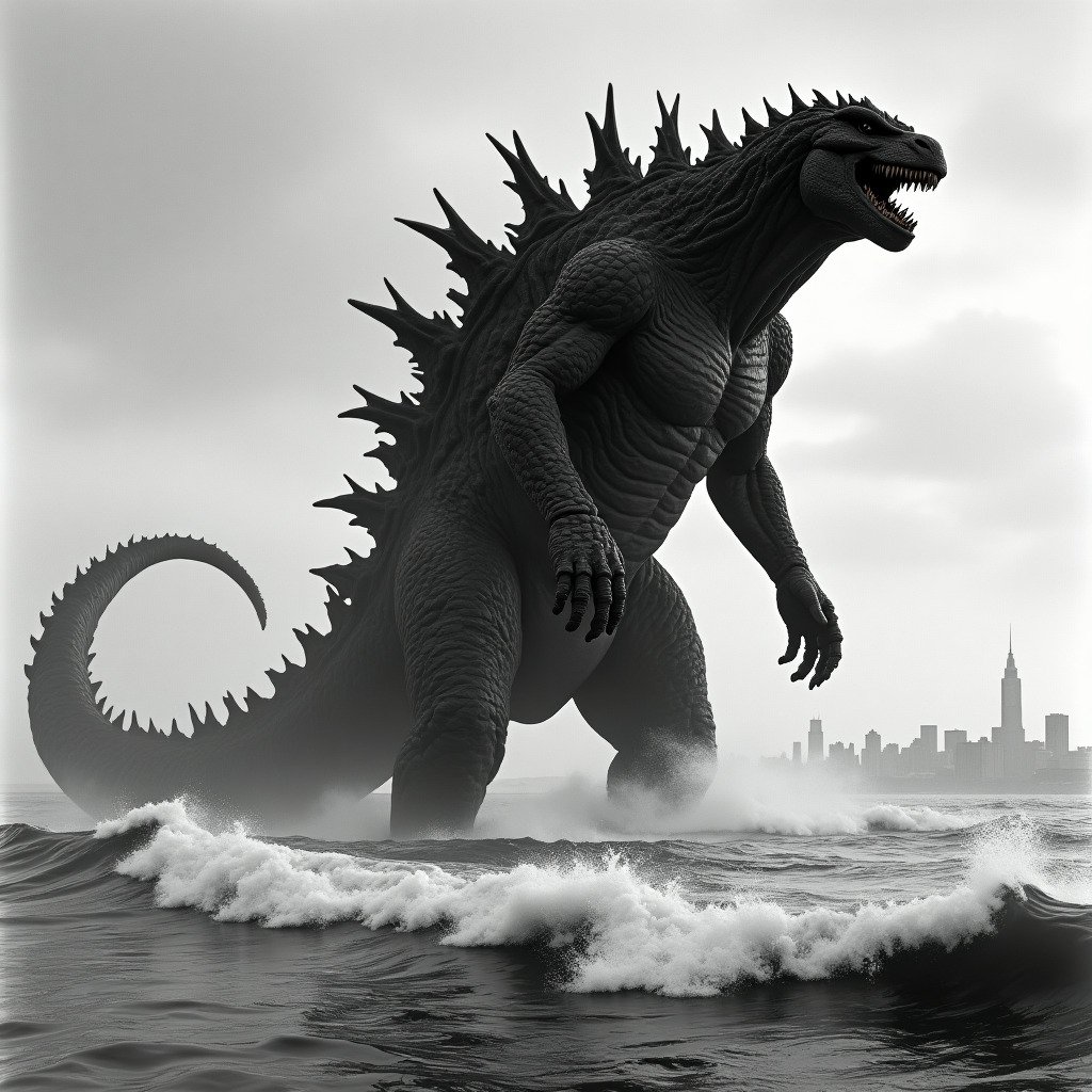 Explore Godzilla's Origins with AI-Enhanced Imagery for Kids
