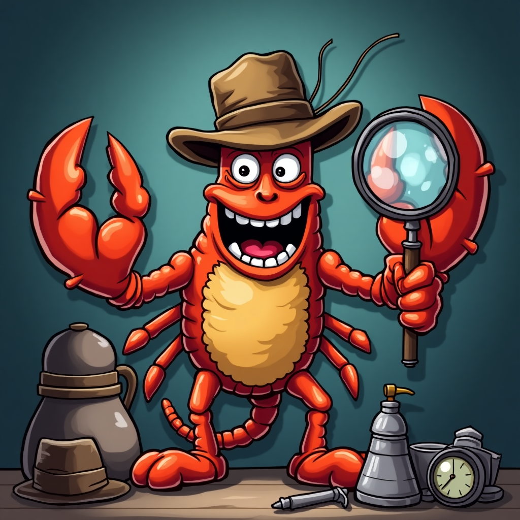 Explore Comedy and Mystery with the Krusty Lobster Detective!