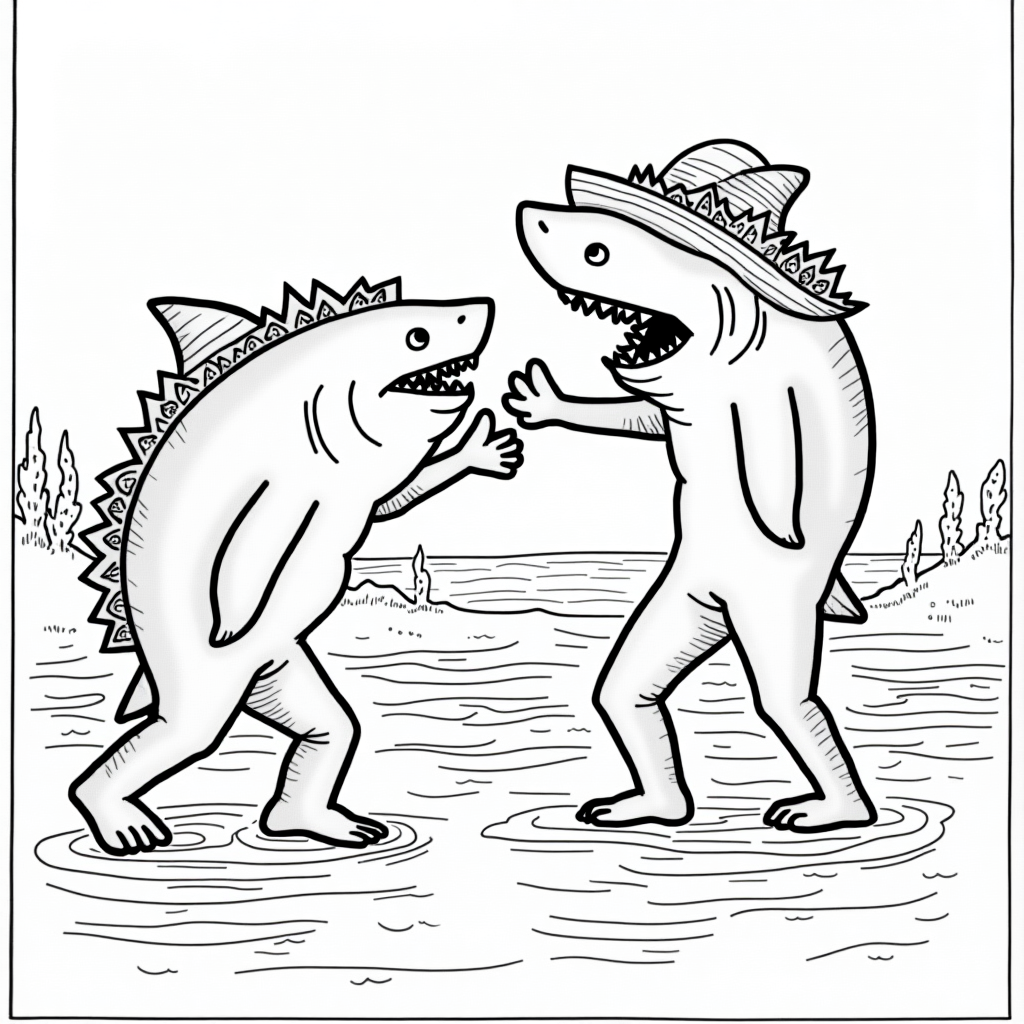 Explore Sharks and Tacos: Fun Coloring Page for Kids