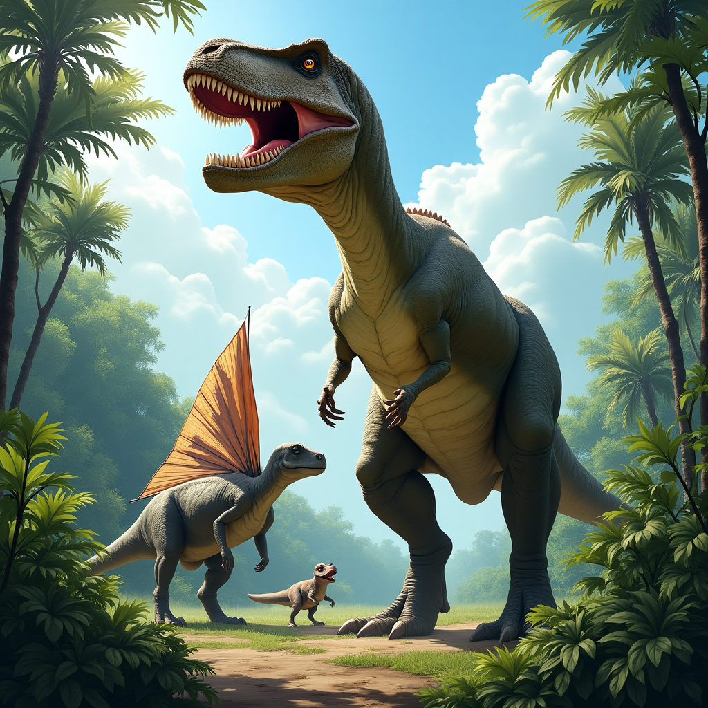 Explore Powerful Dinosaurs: T-Rex and Spinosaurus in Action