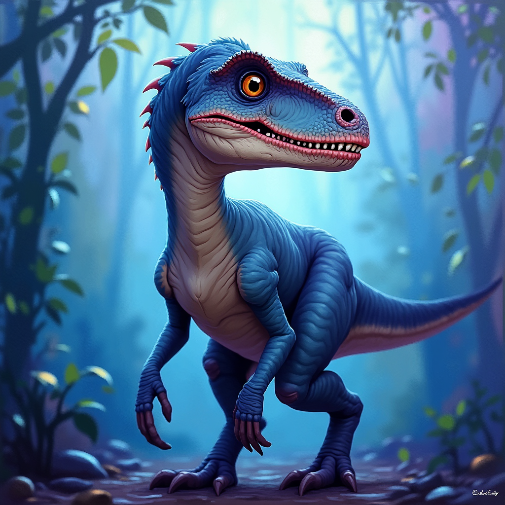 Creative AI Artwork: Velociraptor in a Stunning Gradient Background