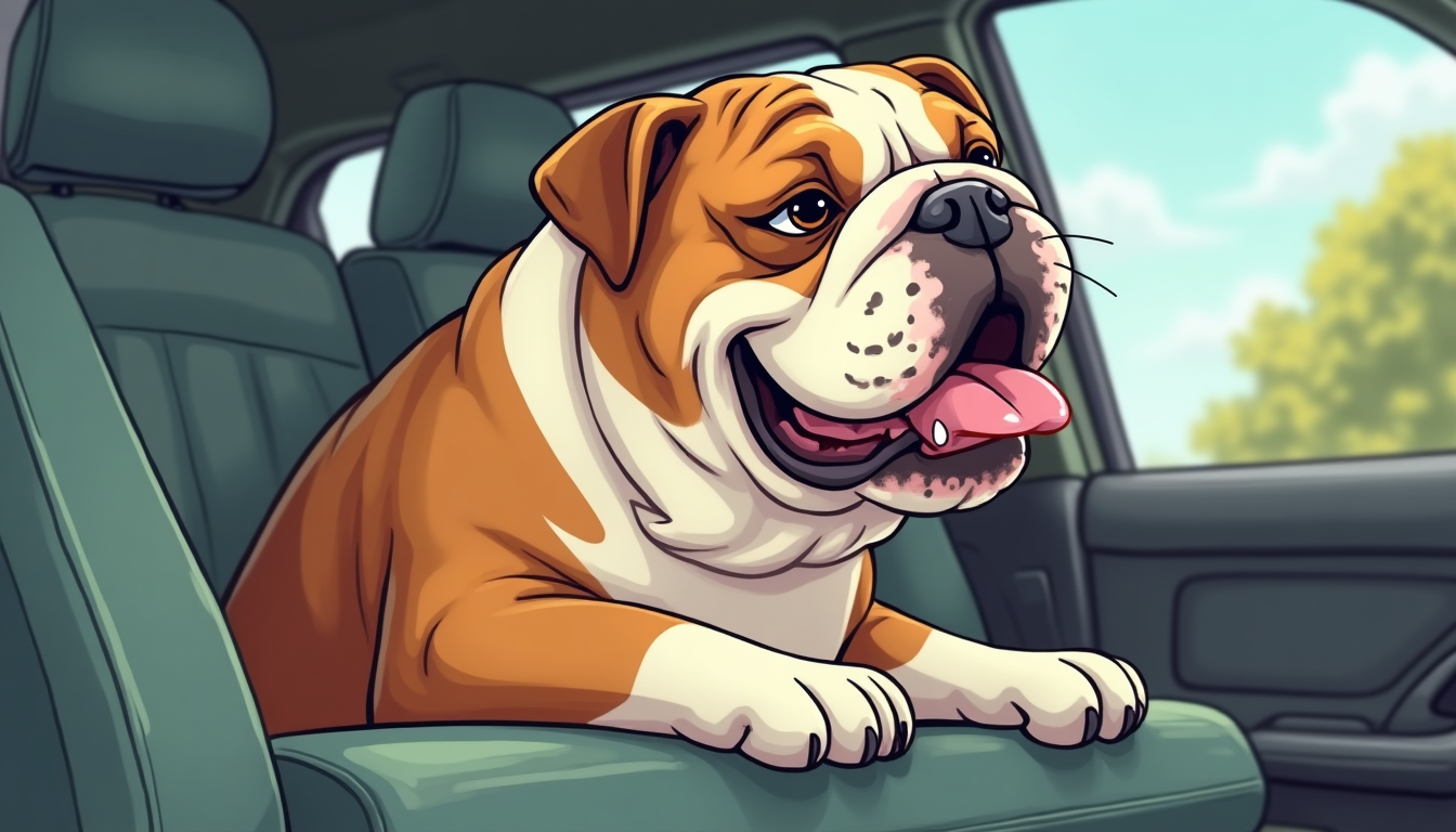 Creative AI Image: English Bulldog Taking an Uber - Train Your Brain