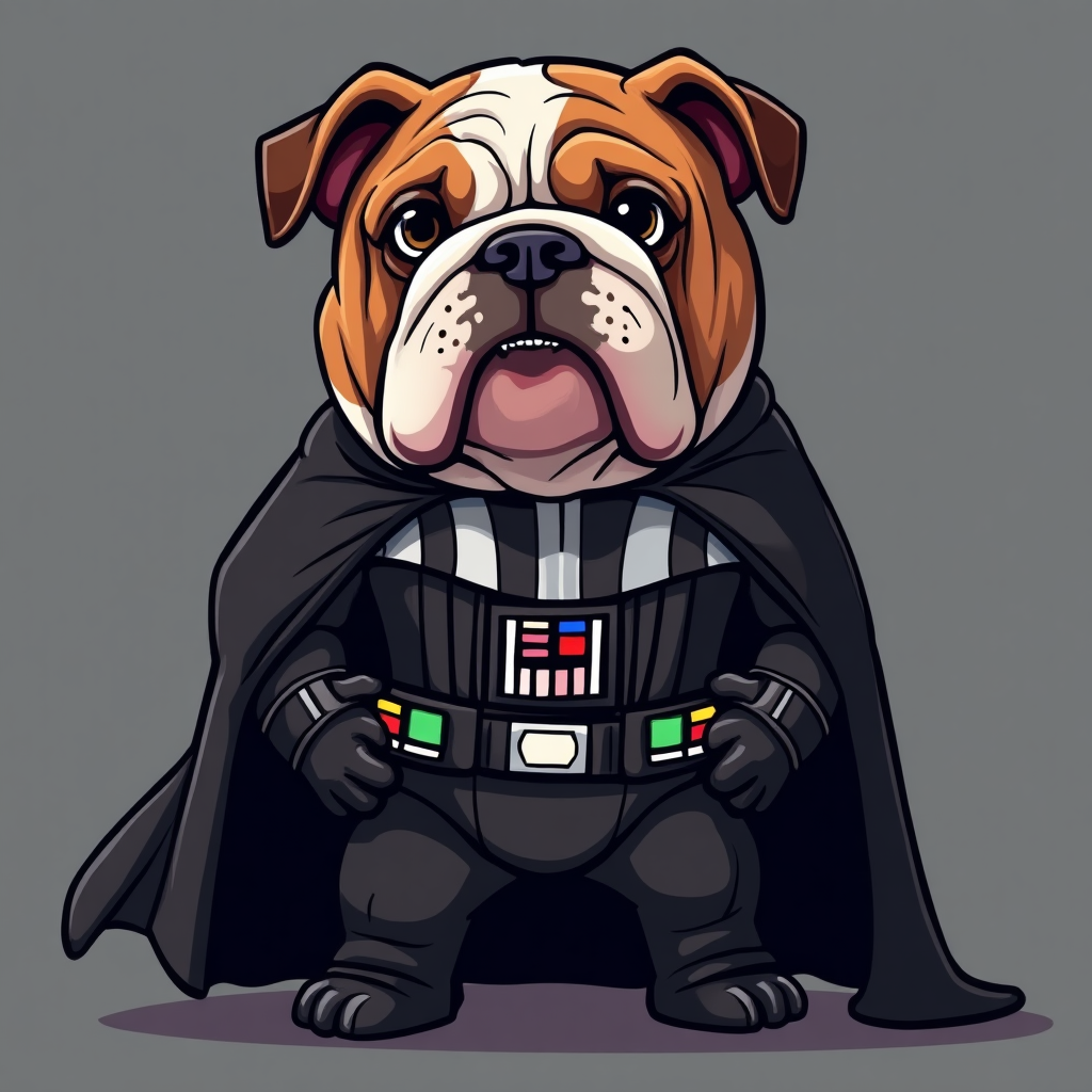 Creative AI Art: English Bulldog as Darth Vader for Kids