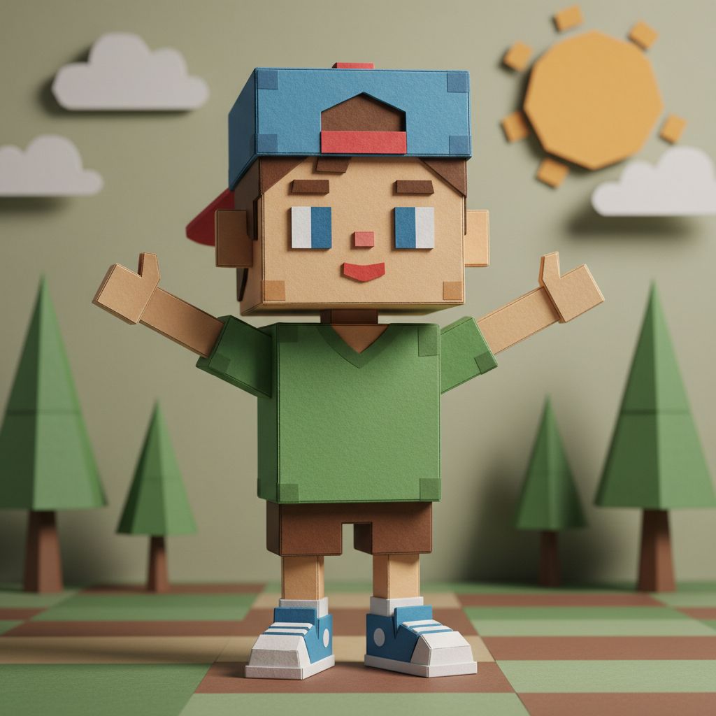 Creative AI Avatar: Mindcraft Kid in Papercraft Style