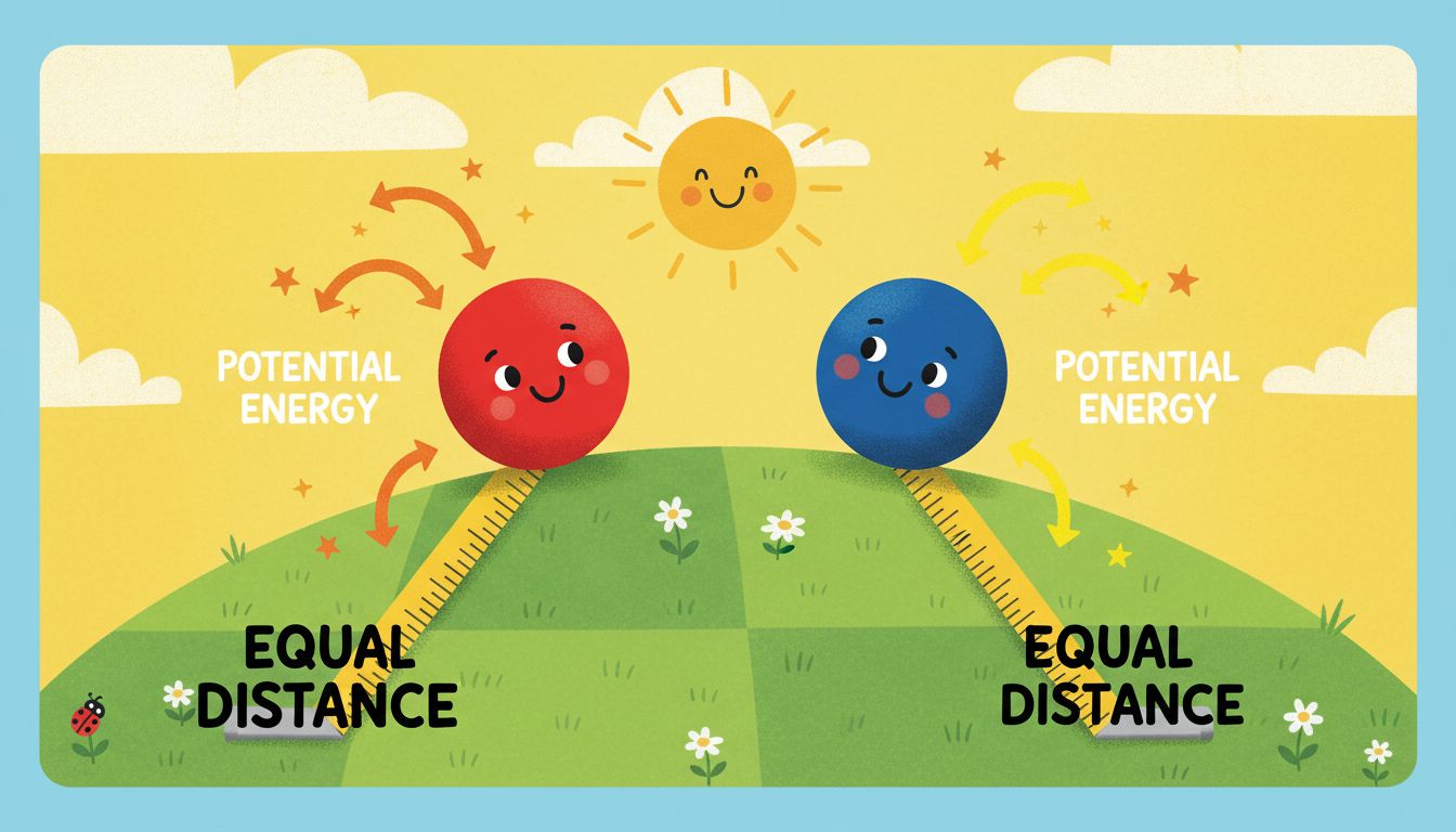 Do Both Balls Have Equal Potential Energy at the Top of a Hill?