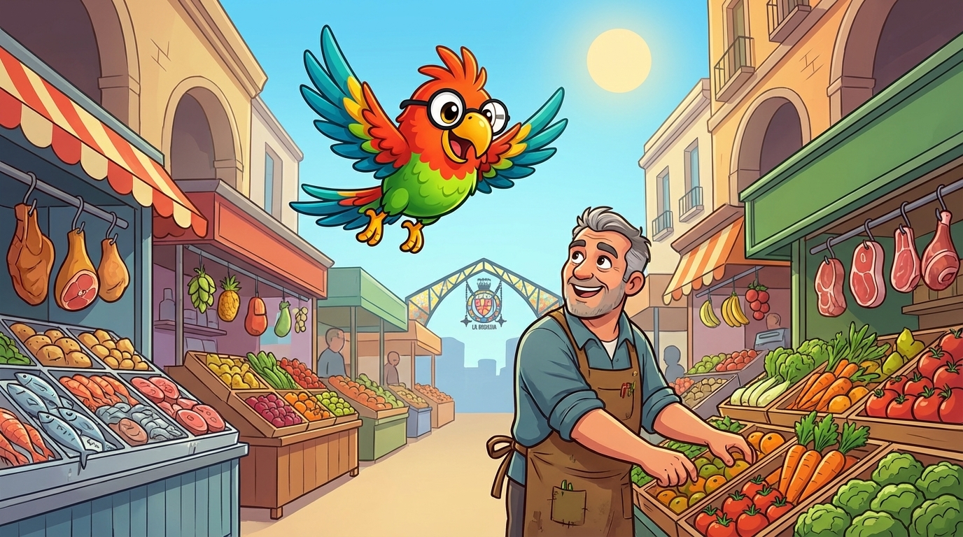 Polly in the Market of La Boqueria